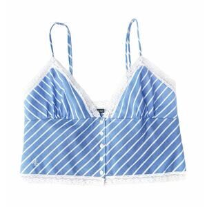 Ralph Lauren Cornflower Stripe Lace Trim Cotton Button Cami Top | Spring Summer
